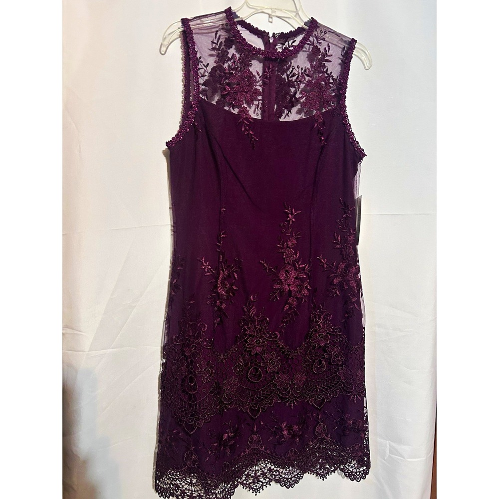 Nanette Lepore Maroon Lace Overlay Sleeveless Dress Size 6 Regular